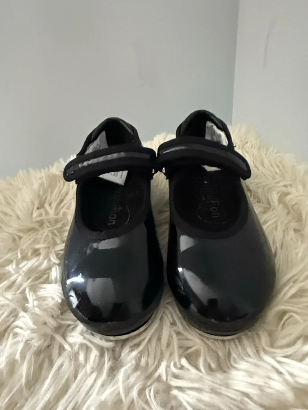 Toddler Black Patent Mary Jane Moccasins with Hook-and-Loop Strap